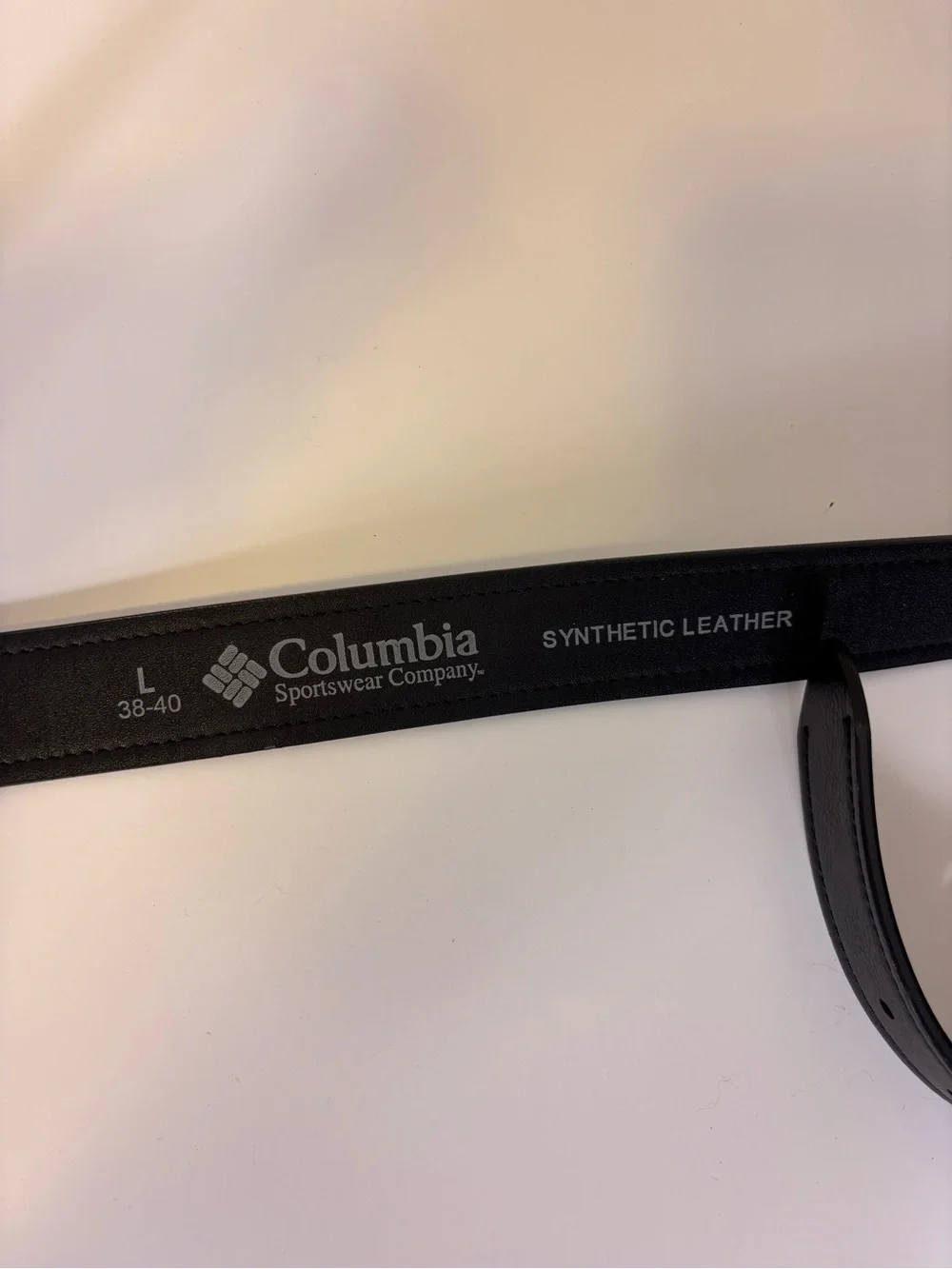 Columbia Black Faux Leather Men's Belt with Brushed Metal Buckle Large (38-40)